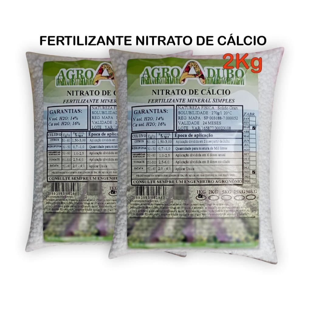 Fertilizante Nitrato De Calcio 2Kg Ferti Adubo Hidroponia