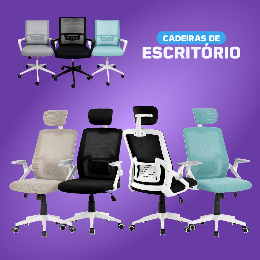 🪑 Cadeira de Escritório Ergonômica com Tela Mesh Ajuste de Altura Apoio Lombar até 150Kg Executiva