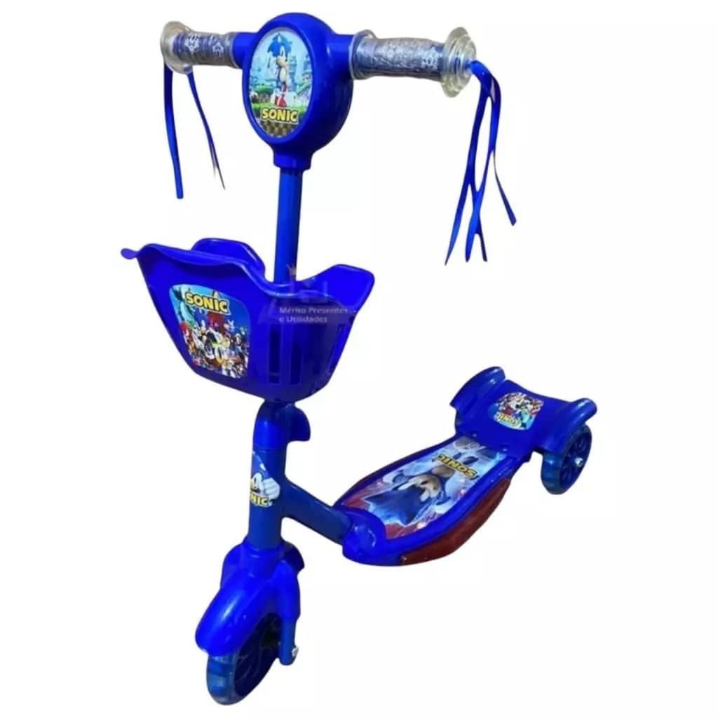 Patinete 3 Rodas Menino Aventura Radical com o Ouriço Azul Promocao