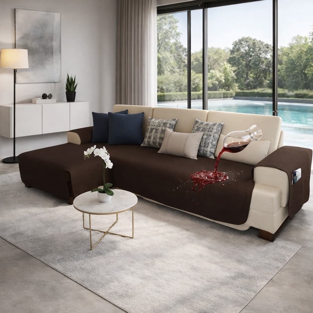 Capa Manta para sofá impermeável só assento com chaise fixo medida 2,80 largura total com braço