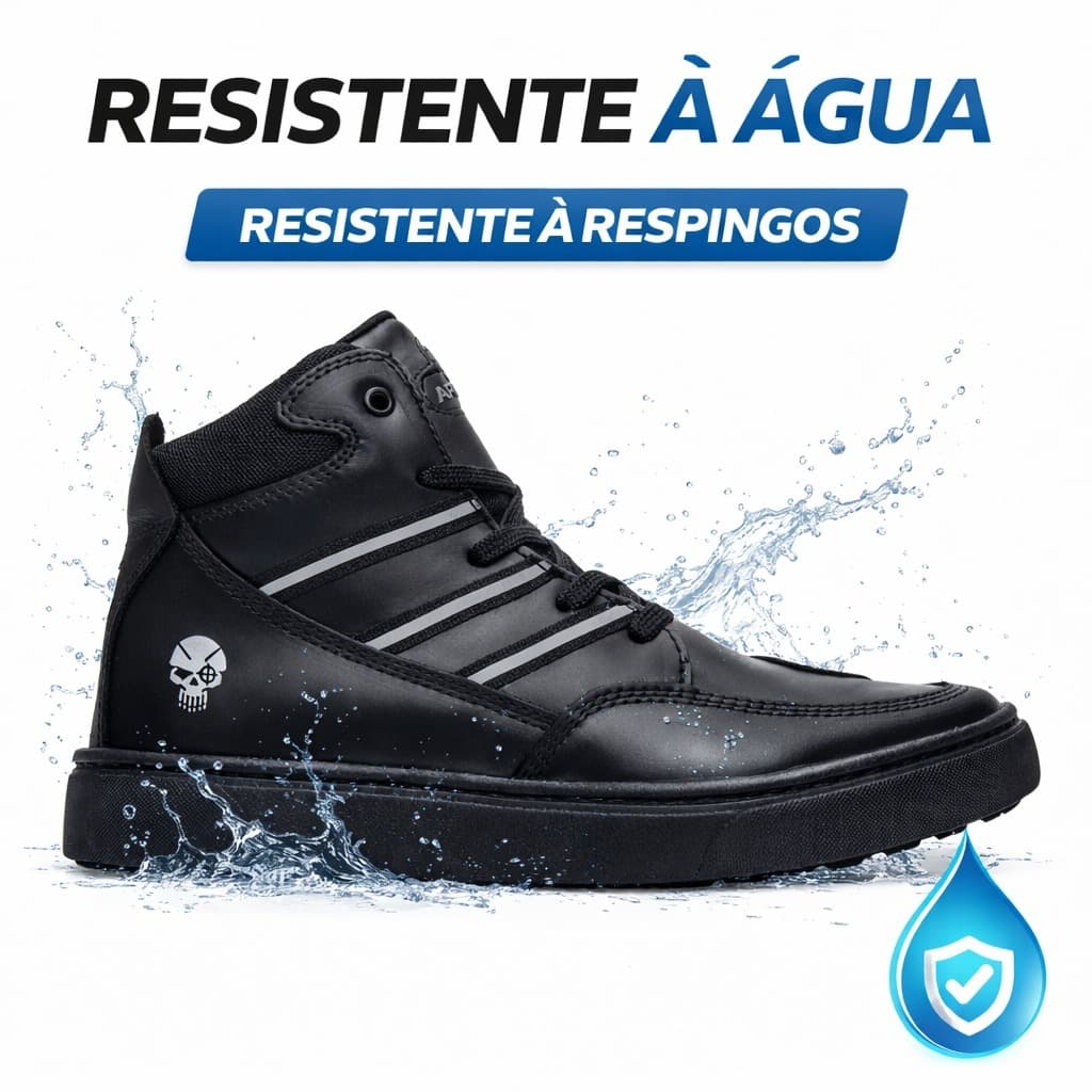 Coturno Em Couro Cano Médio Motociclista Preto Torque Armata