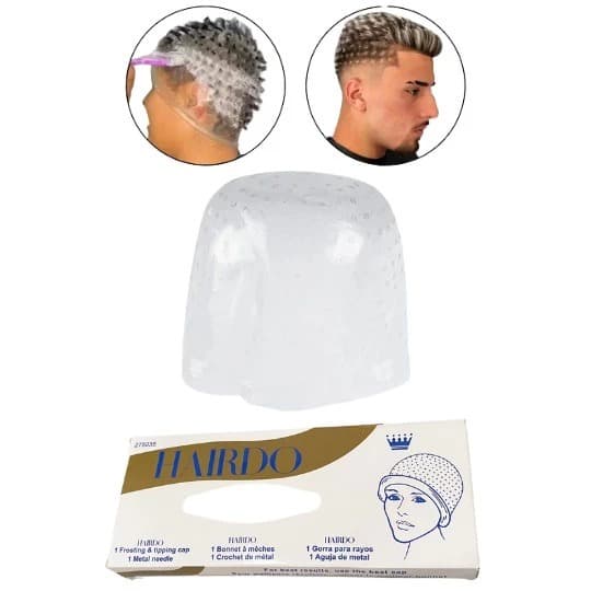 KIT HAIRDO Touca Silicone Transparente Para Luzes Mechas Reflexo + agulha Profissional