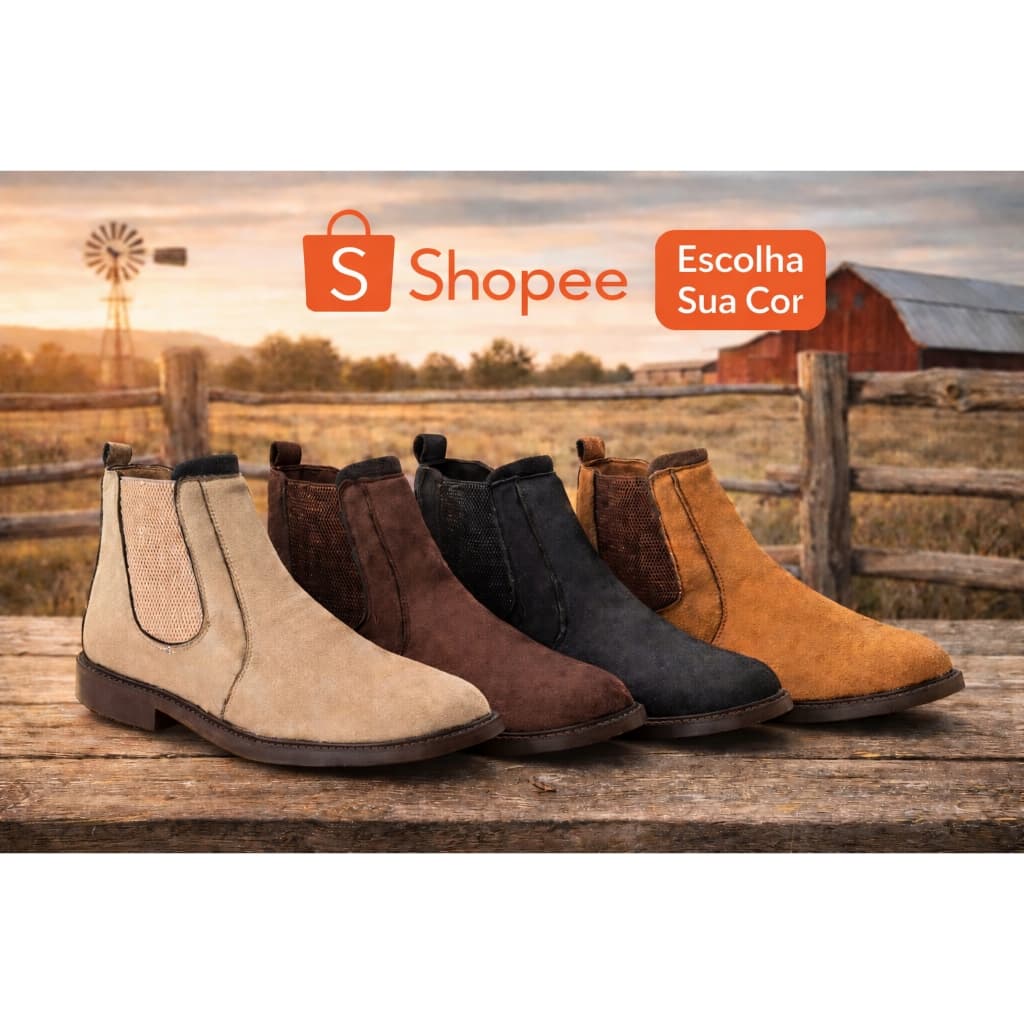 Botina Masculina Country Material Camurça, Ajuste Elástico Conforto Garantido!!