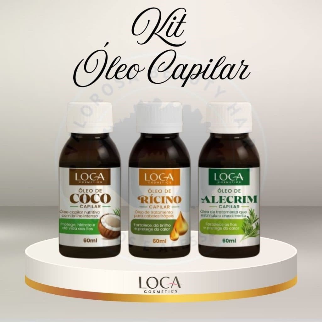 Kit Terapia Capilar LOCA Cosmetics - Óleos 60ml Alecrim + Coco + Ricino