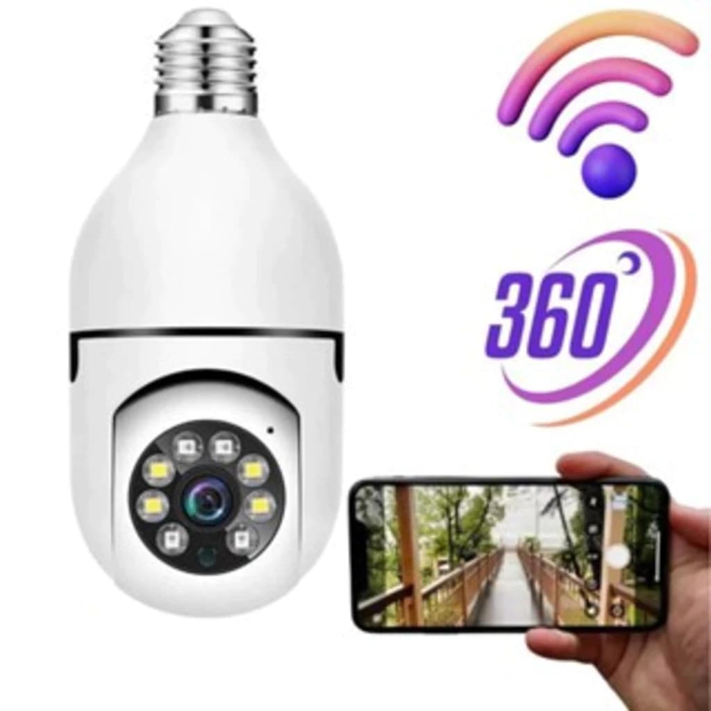 Promoção! Câmera Segurança 360º com Encaixe lampada Bocal Prova D'água Infravermelho Lâmpada Sem Fio Wifi Alta Qualidade