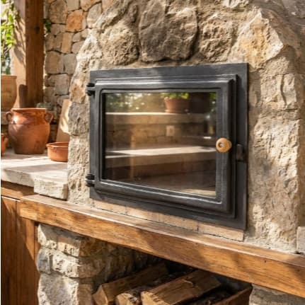 Porta De Forno Ferro Fundido Visor Vidro Para Fogão A Lenha