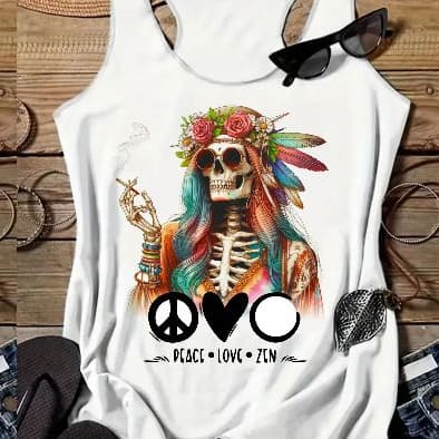 BLUSA regatinha verão MODA HIPPIE CAVEIRA, regata feminina estilosa despojada calor plus size