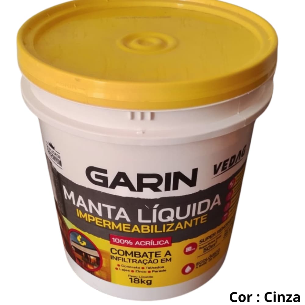 Manta emborrachada 18kg liquida Cinza impermeabilizante Lajes e telhados