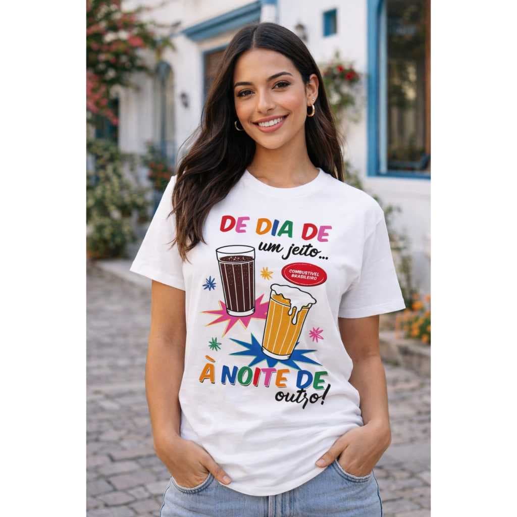 Camiseta Happy Hour Feminina Básica Algodão Confortável