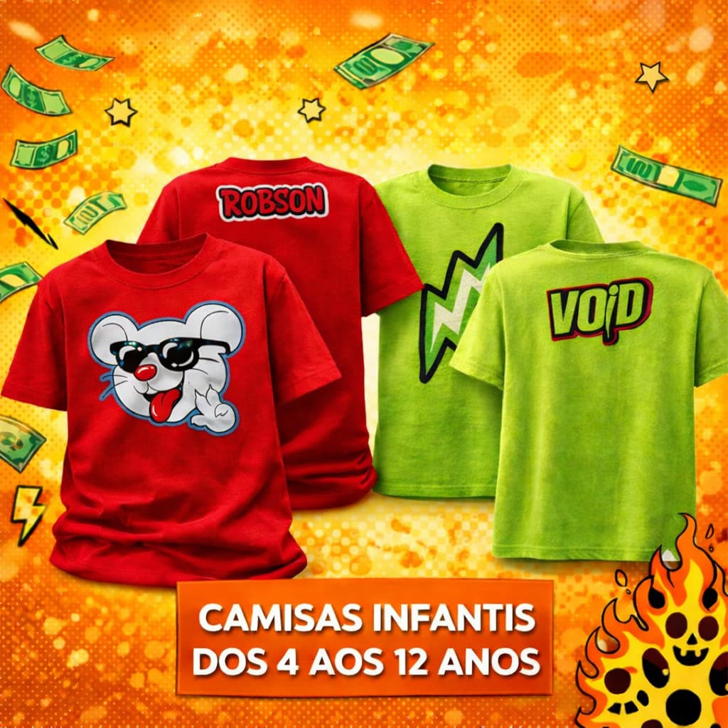 Camisa Infantil Os Rosa Elementos Menino Estampada 4 a 12 Anos