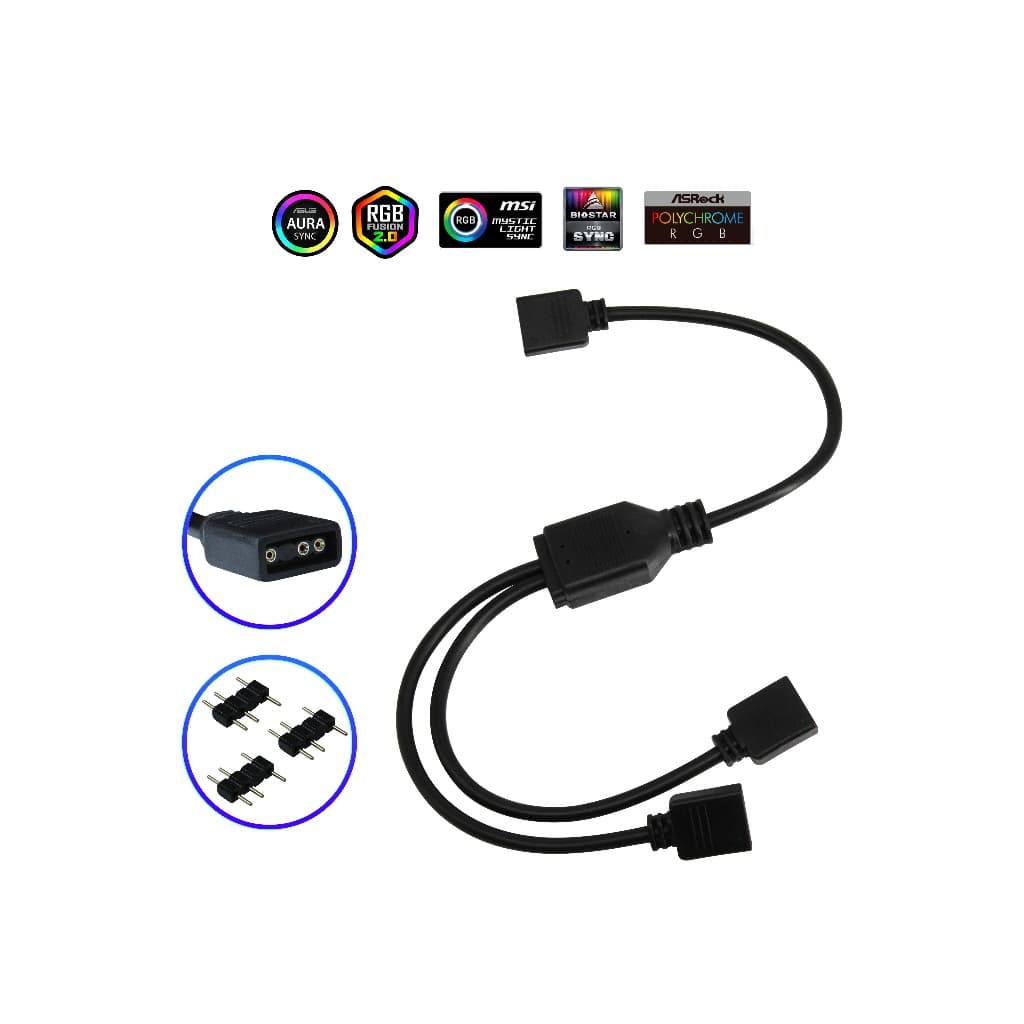 Cabo Extensor Splitter Hub 1 Para 2 Fans 5v 3 Pinos Argb
