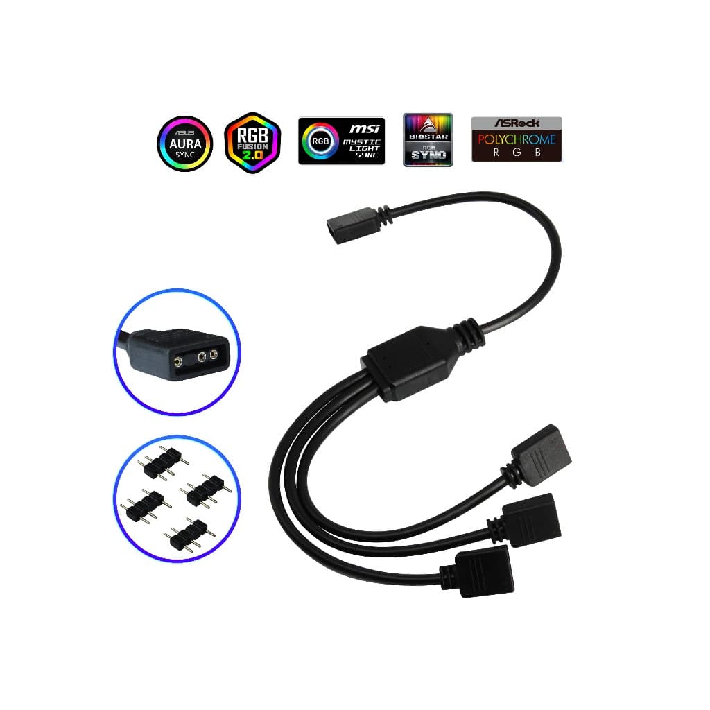 Cabo Extensor Splitter Hub 1 Para 3 Fans 5v 3 Pinos ARGB