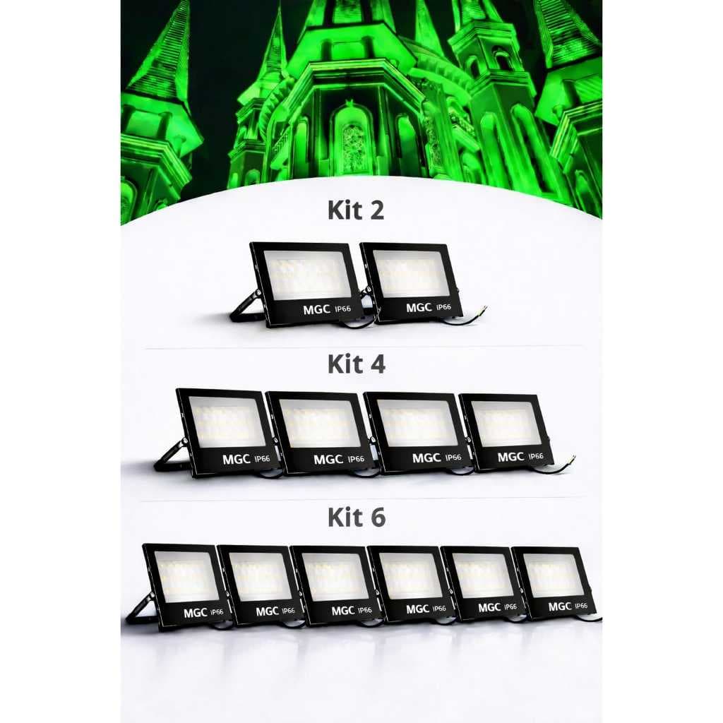 Refletor LED Verde 200W Holofote Bivolt IP66 Ultra Potente Jardim Fachada Garagem Externo