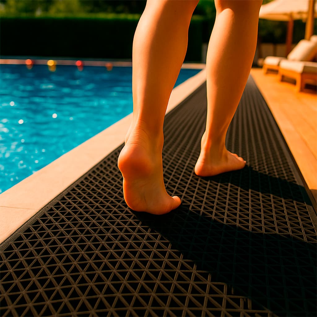 Tapete Box Emborrachado Antiderrapante Retangular 1,20 x 1,20m Área de Lazer Banheiro Piscina Bege
