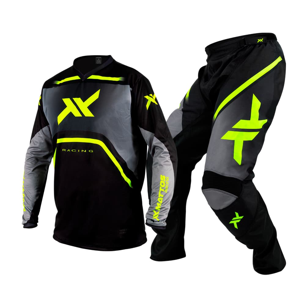 Calça + Camisa Mattos Racing Spirit Cinza com Fluor