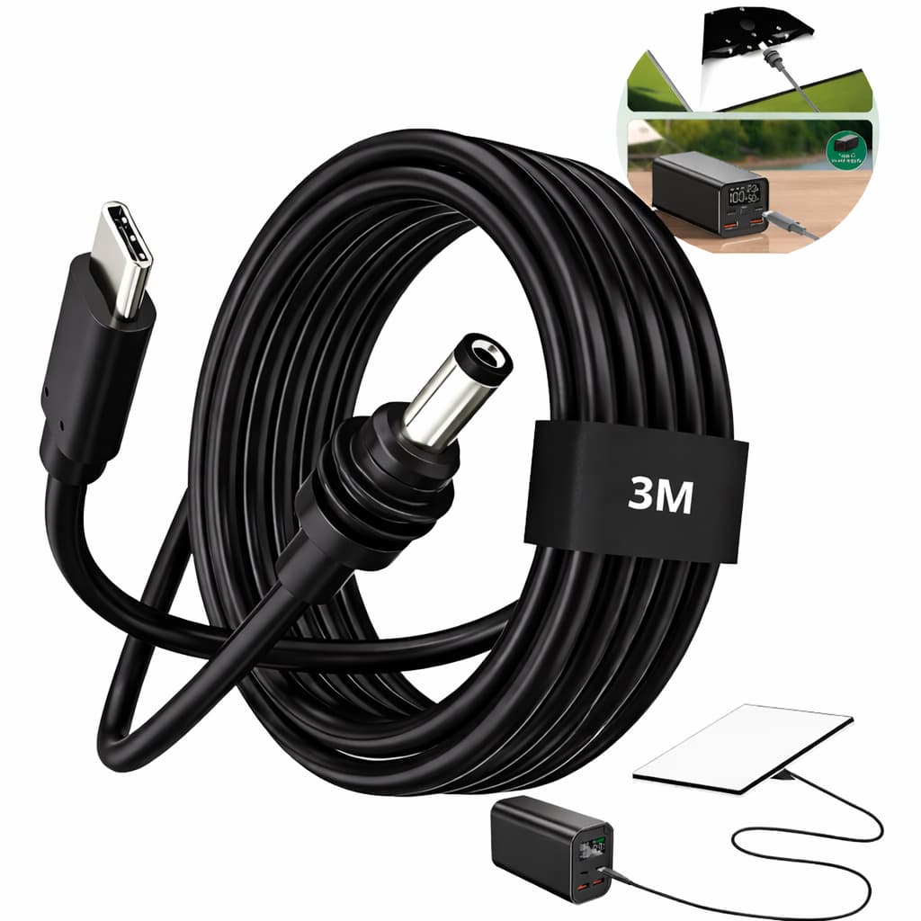 Cabo Usb-c Tipo C Para Starlink Mini Com 3 Metros Powerbank Preto