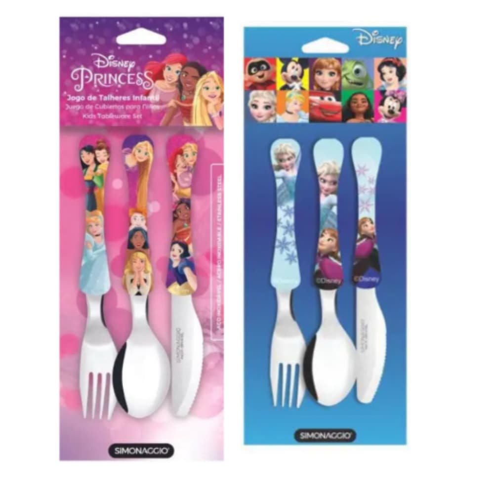Kit Talheres Infantil Frozen + Princesas 6 Peças