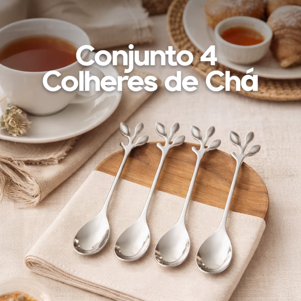 Kit 4 Colheres De Chá Café Em Aço Inox Conjunto Colher Inoxidável