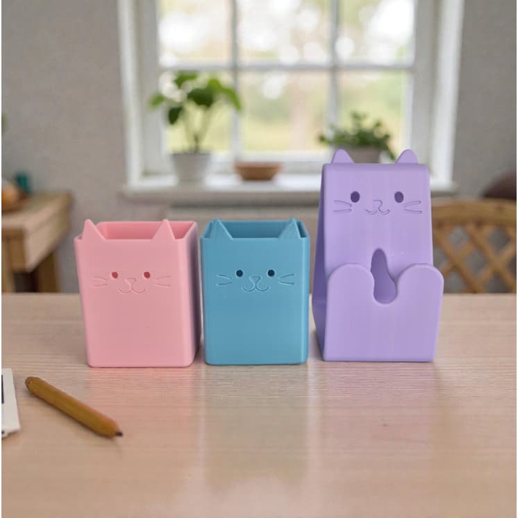 Kit Com 3 Potes organizadores de mesa para Lápis Clips e Canetas para Escritório