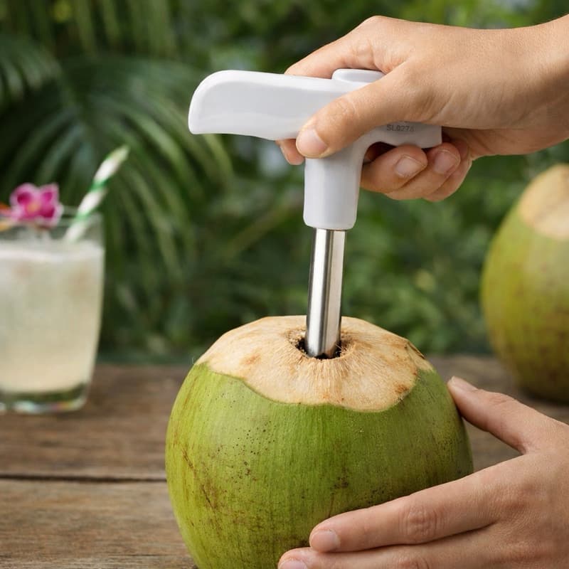 Abridor de Coco Inox Profissional Abre Coco Verde e Seco com Facilidade