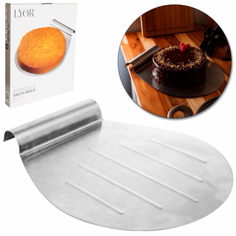 Espátula Salva Bolo de Inox Confeitaria Profissional Ideal Para Tortas 33x26cm