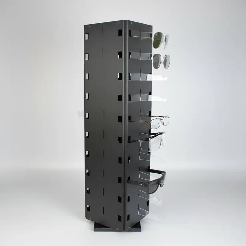 Suporte  De Óculos Giratório Para 40 Óculos Em Metal Preto