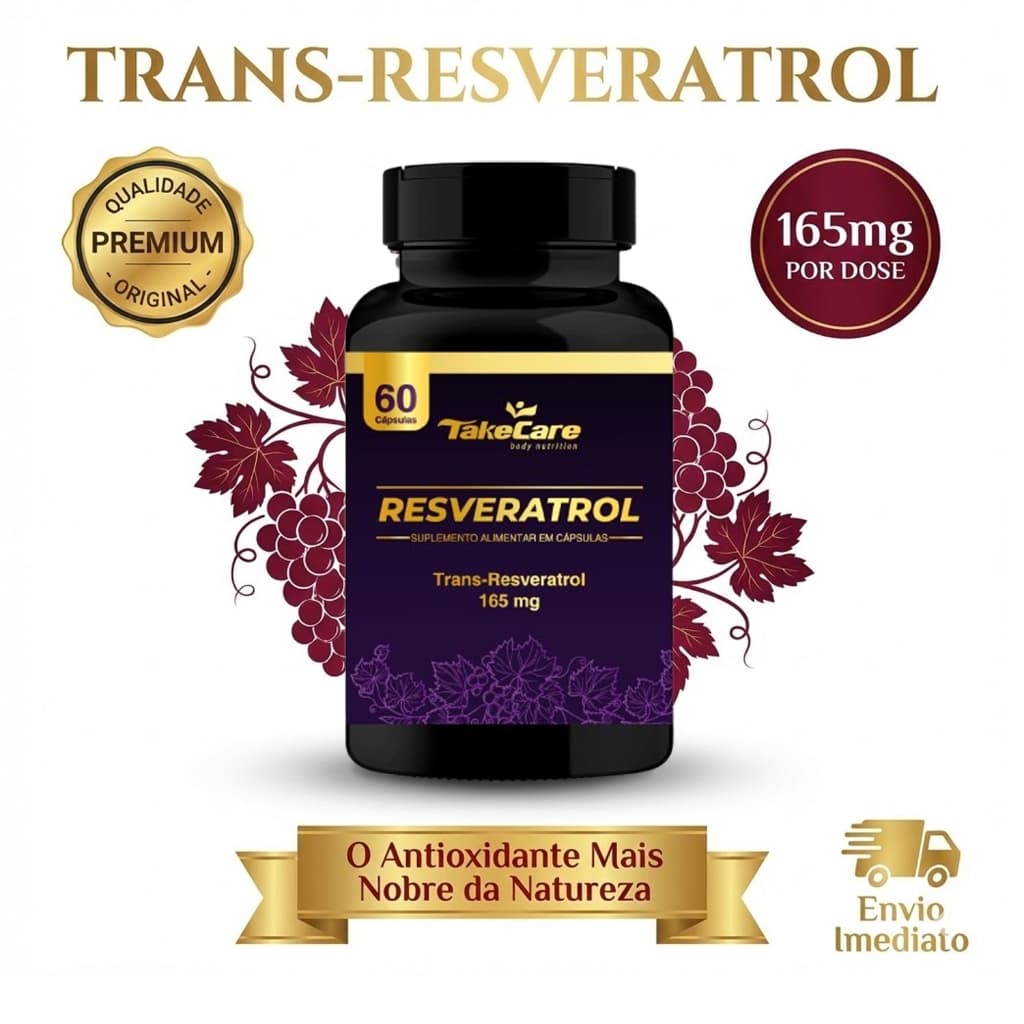 Trans-Resveratrol Take Care 165mg 60 Cápsulas Premium | Antioxidante de Alta Pureza Original