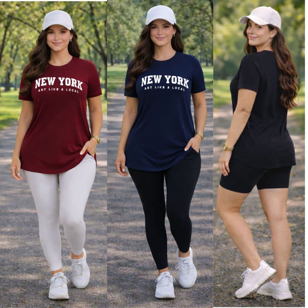 Kit 2 Blusa Plus Size Tapa Bumbum Longline Academia Caminhada New York