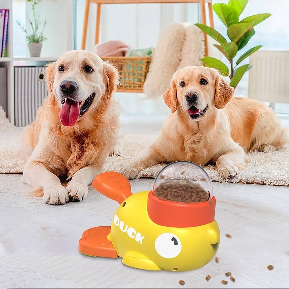 Brinquedo Interativo Para Cães e Gatos - Alimentador Dispenser  de Ração Automático Pato