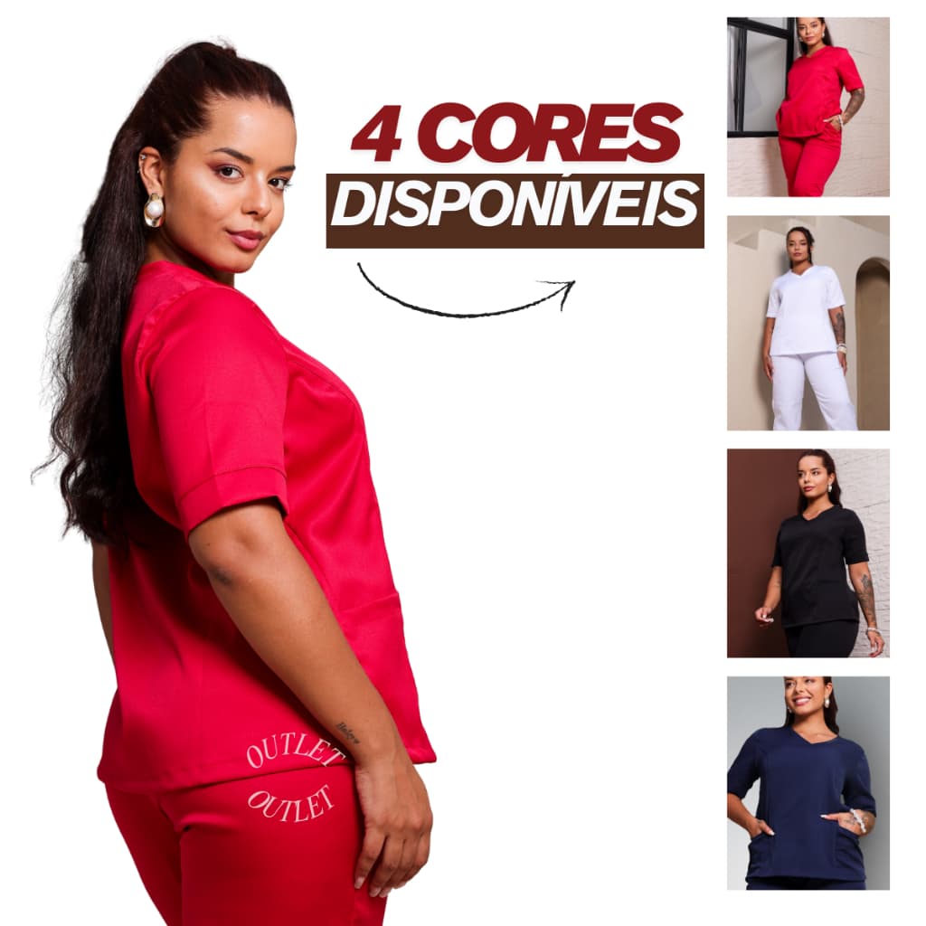 Scrub Hospitalar Feminino Gabardine calça jogger com elastico Sj