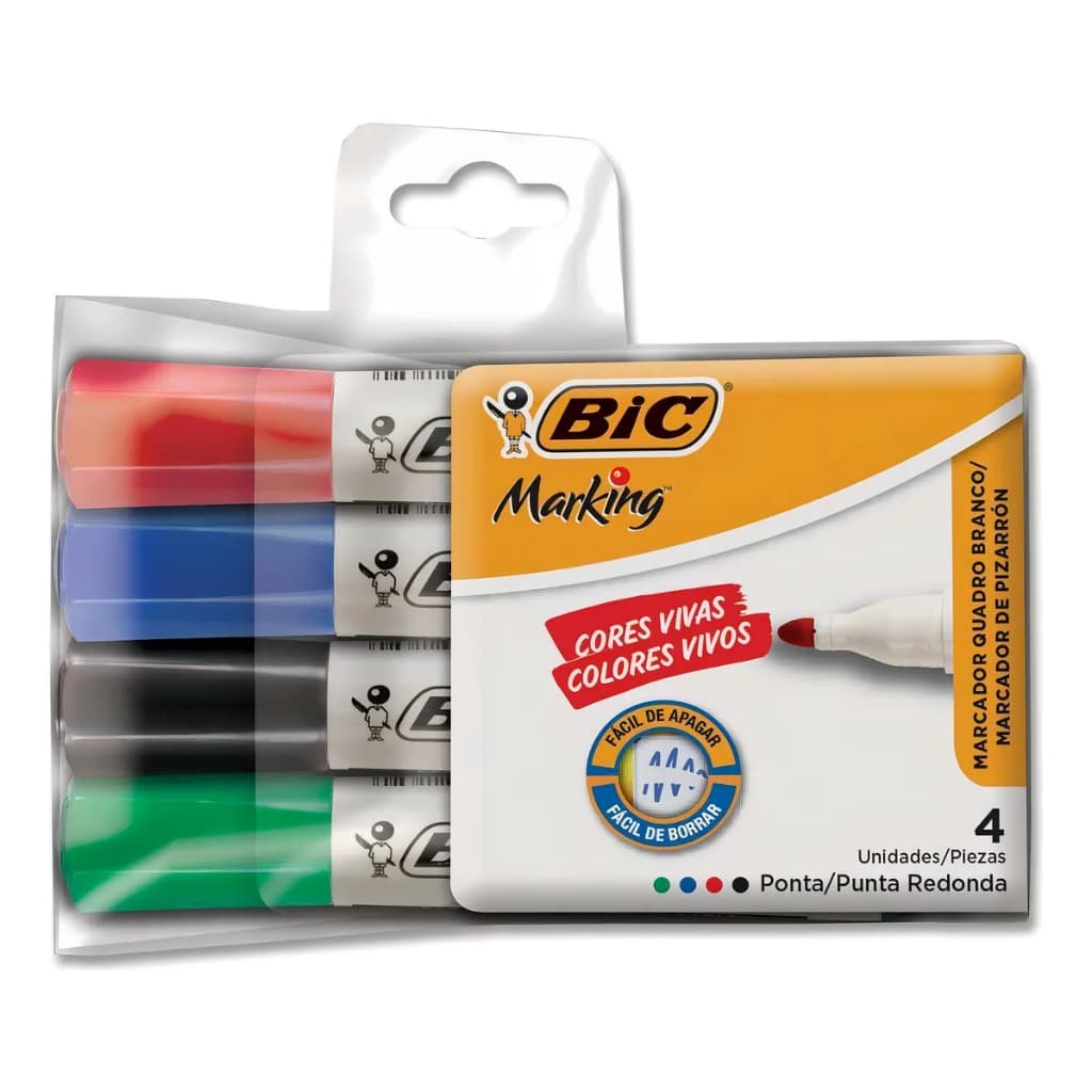 Pincel Quadro Branco 2,0 Mm 4 Cores Bic Azul