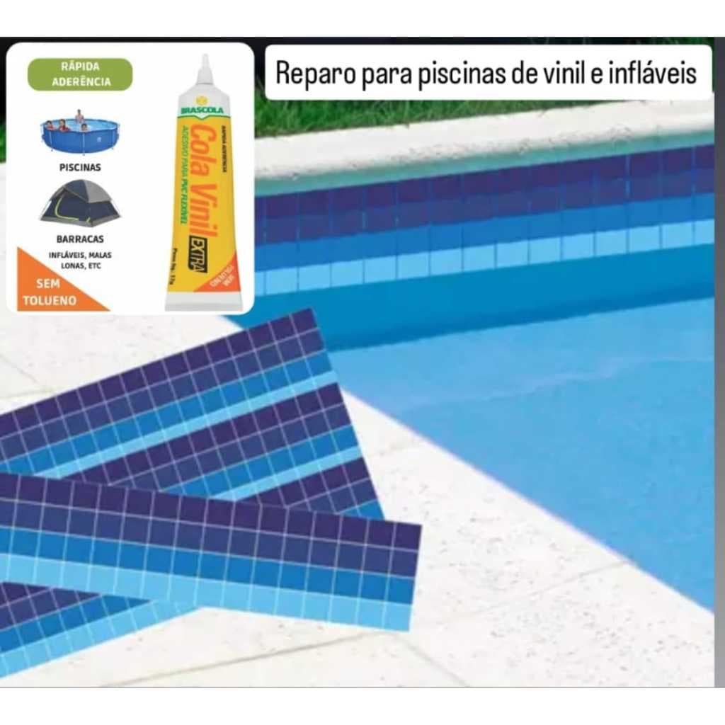 Remendo Reparo Furo Rasgo de Piscina de Vinil e Infláveis 1 Cola 75gr + Faixa De Vinil 0,05cm x 30cm ESTAMPA SORTIDA