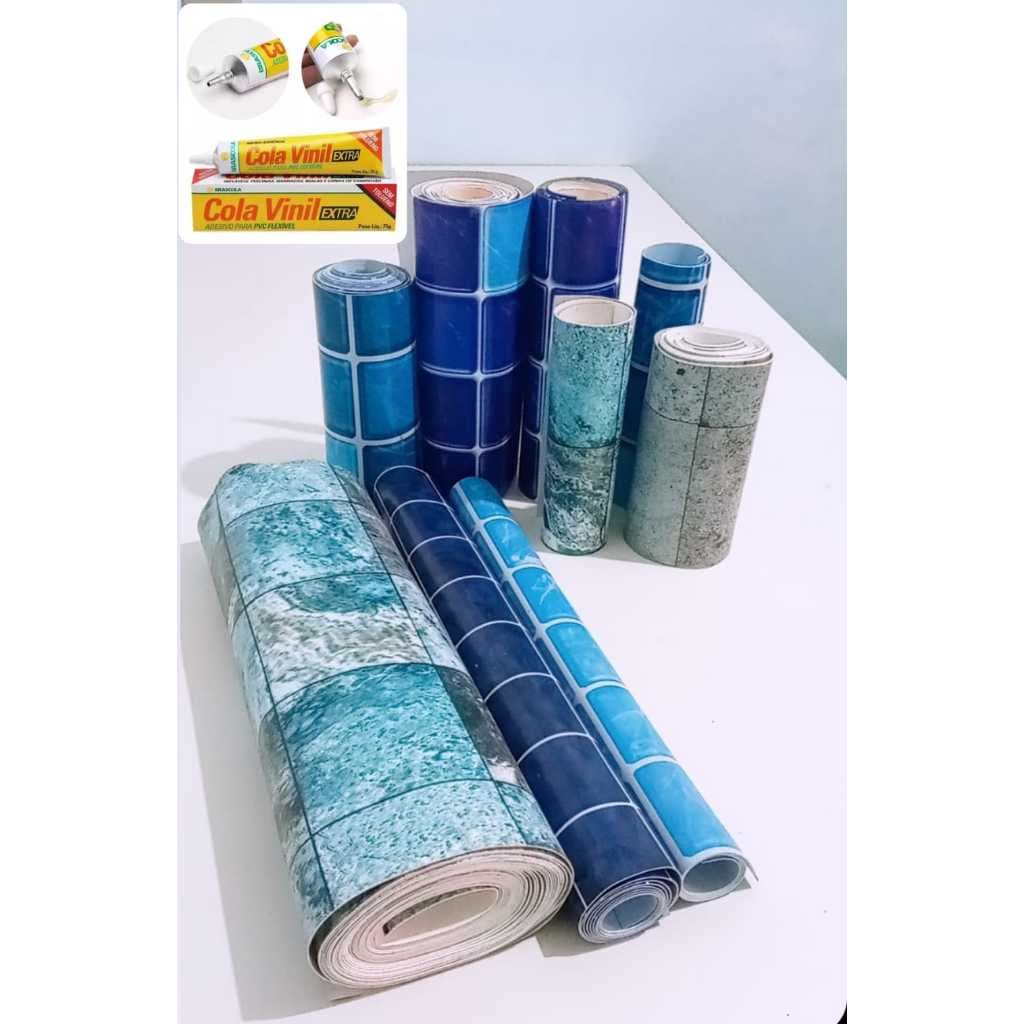 Kit Remendo Para Furo Rasgo em Piscina de Vinil Faixa de Vinil 18x30 ESTAMPA SORTIDA Tubo de Cola 75gr.