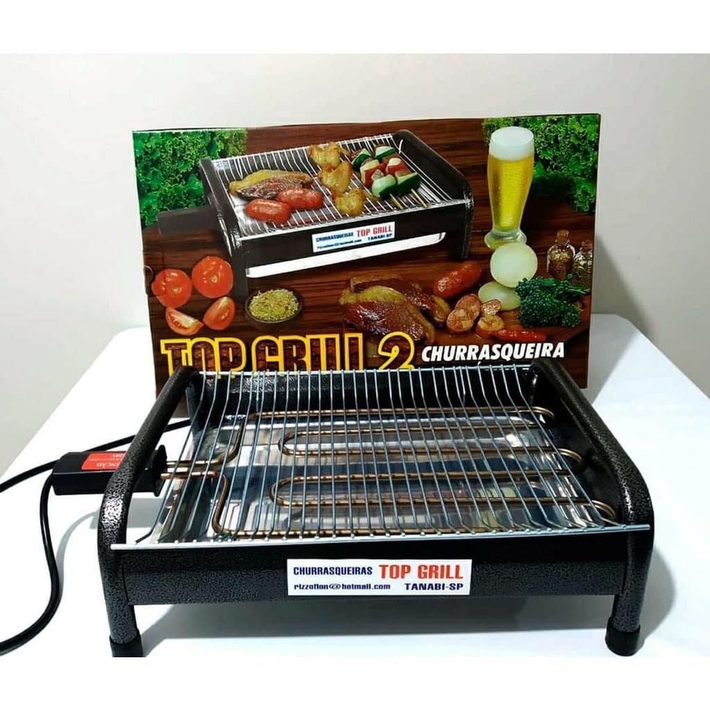 Churrasqueira Elétrica Portátil Grande 40CM Com Pés Anti Fumaça 1600w Camping Apartamento