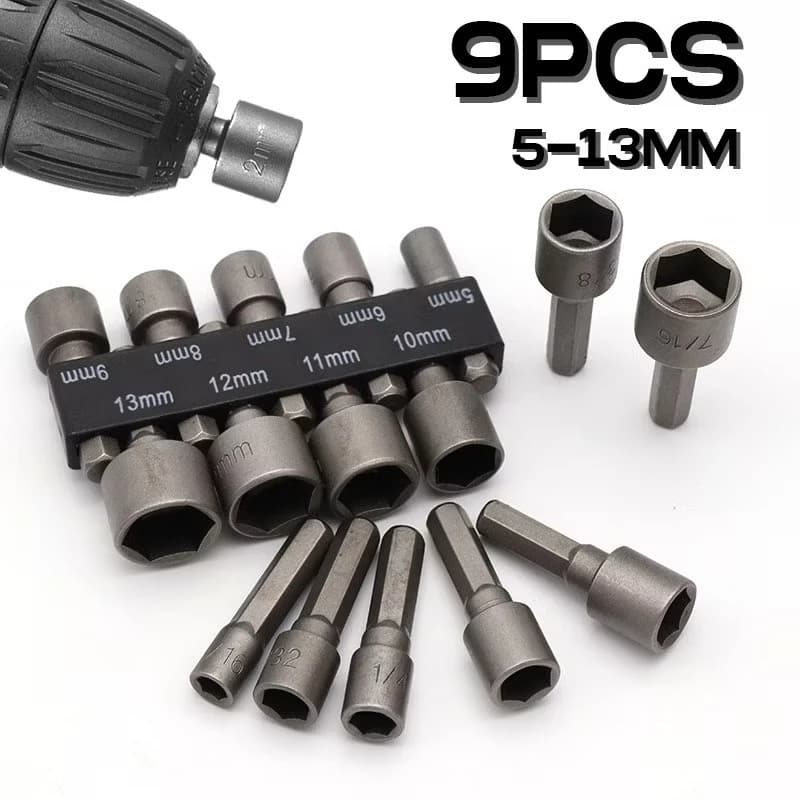 Kit Bits Sextavado Soquetes Furadeira Parafusadeira 9 Peças pronta entrega