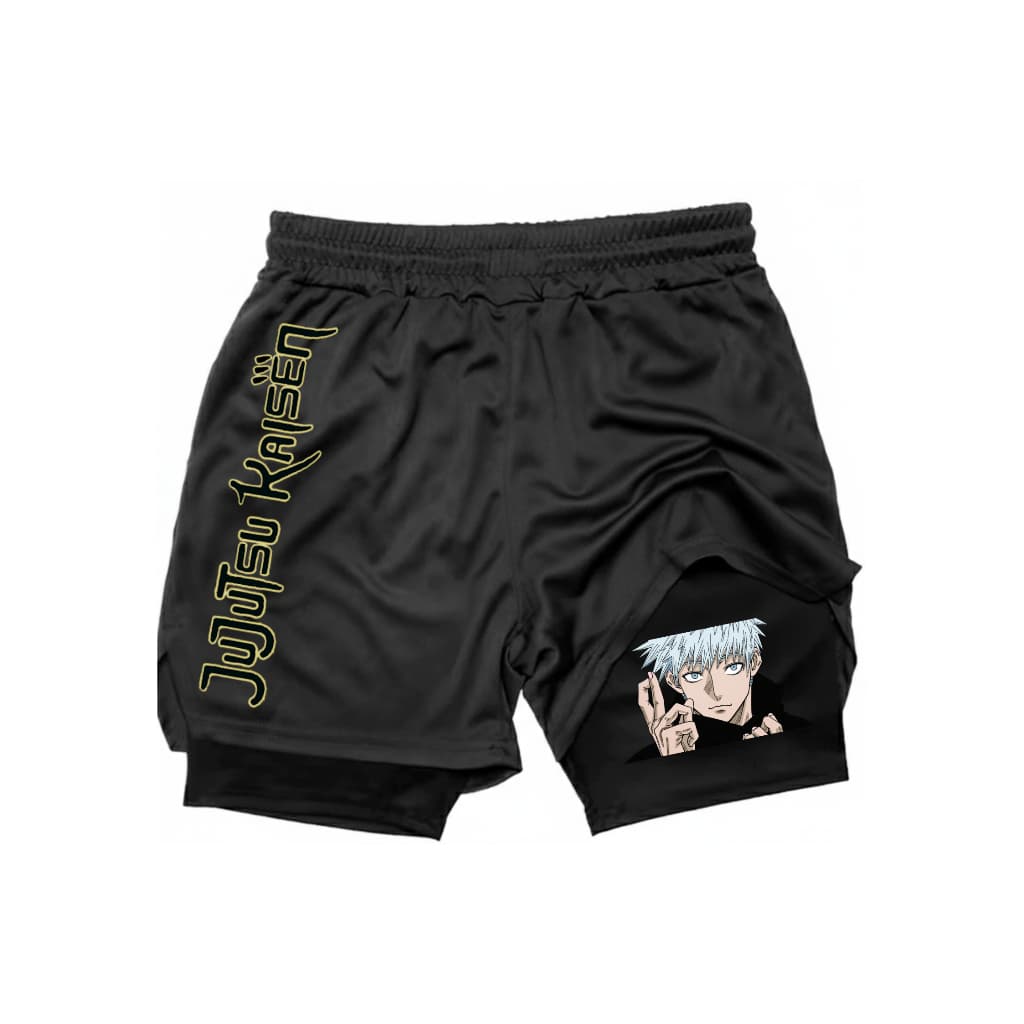Short 2 em 1 Compressão Gojo Satoru Anime Jujutsu Kaisen Dry Fit