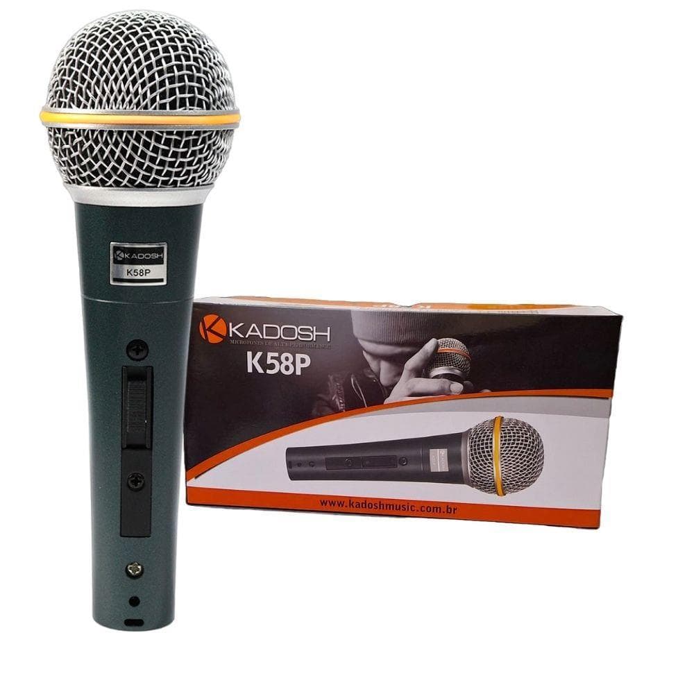 Microfone Kadosh K58P Preto Profissional para Gravação Com Fio Potente