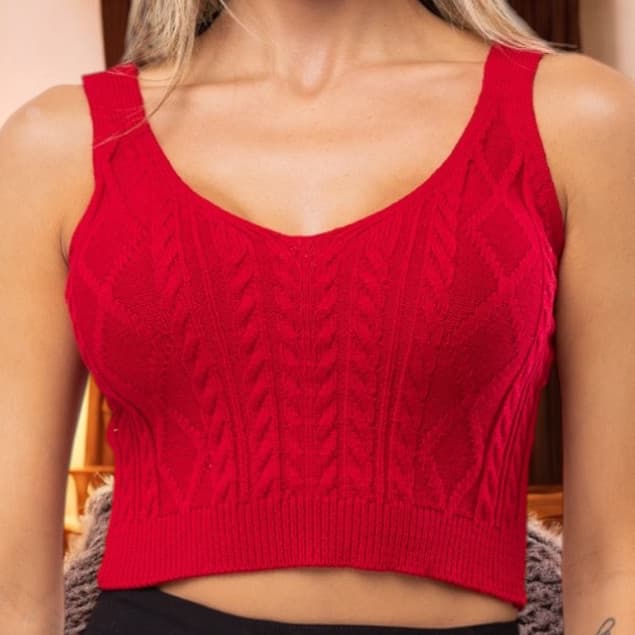 Blusa Regata Feminina Gola V Canelada Básica em Tricot Modal Moda Verão