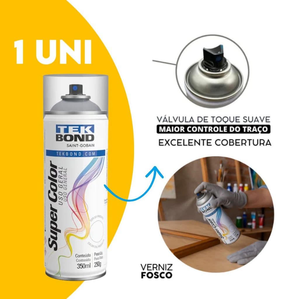 Verniz Spray Fosco Tekbond 350ml Transparente Uso Geral