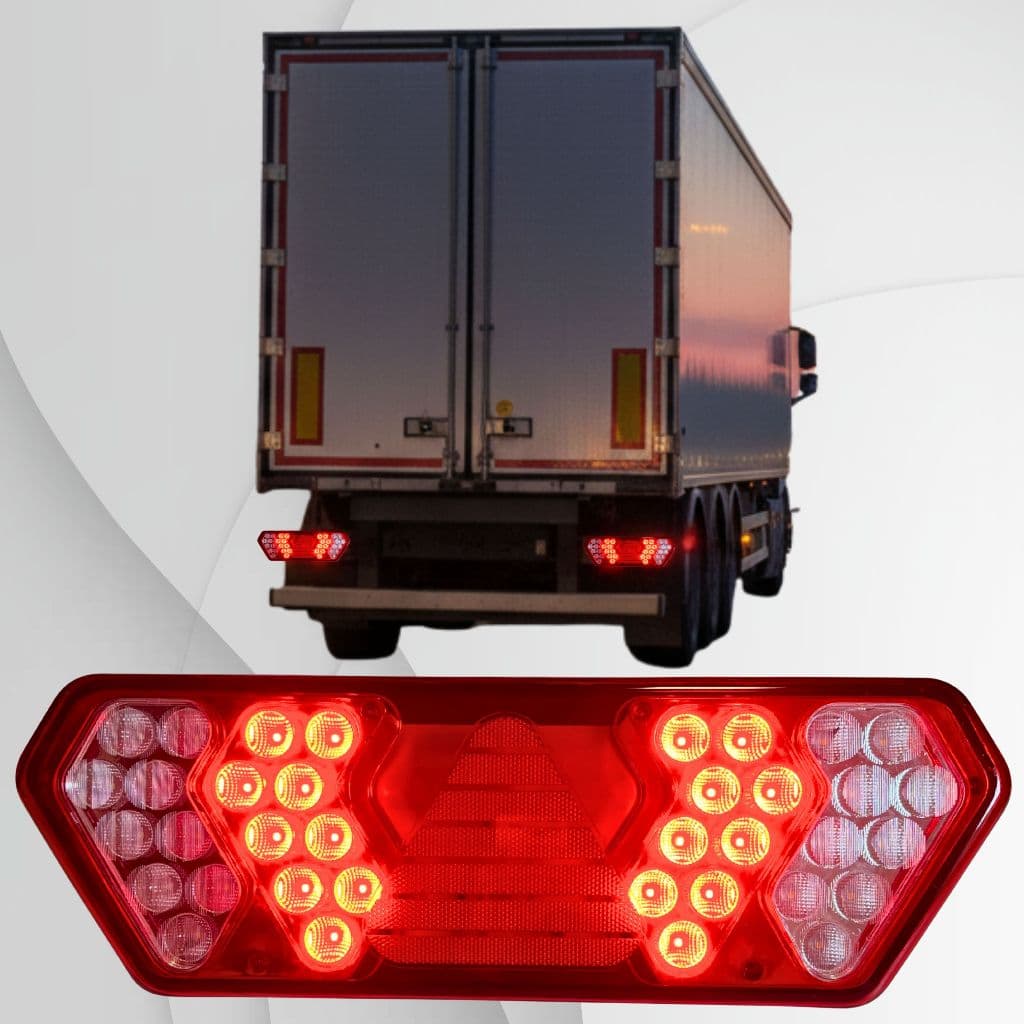 ASX - Lanterna Guerra Traseira Caminhão Carreta em LED Bivolt Com Chicote Plug 5 vias