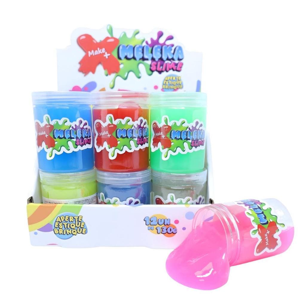 Slime Meleka Make+ Display Com 12 Unidades 130g Sortido