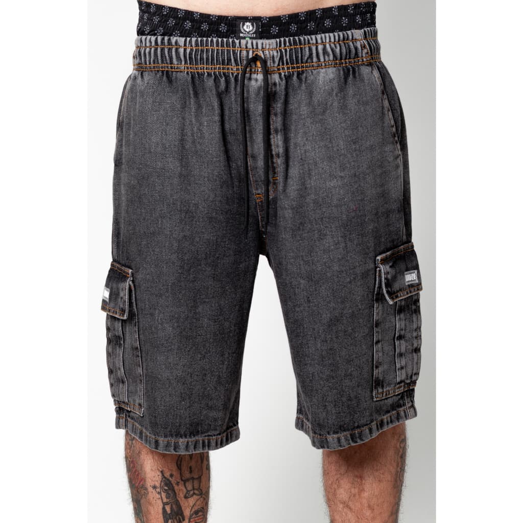 Bermuda Cargo Jeans Masculina Cós Elástico Estonada Hunter