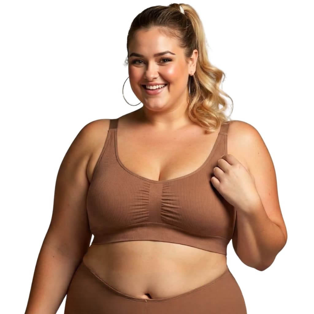 Sutiã Plus Size Com Bojo Removível Alça Larga Sem Costura