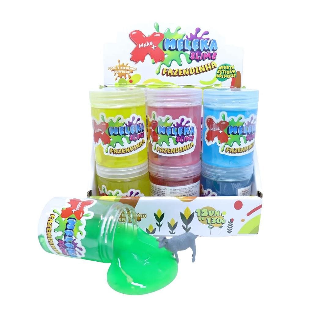 Slime Meleka Fazendinha Make+ Display Com 12 Unidades 130g Sortido