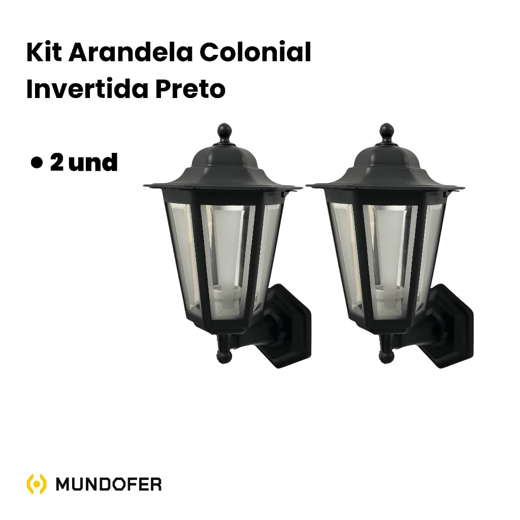 Kit 2x Arandela Colonial Vintage Retro Invertido Externa e Interna Sextavada