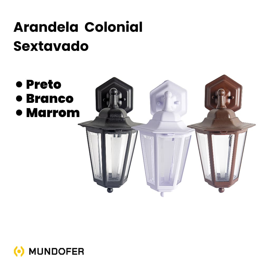 Kit 2x Luminarias Arandela Colonial Vintage Retro Externa e Interna Sextavada Bivolt