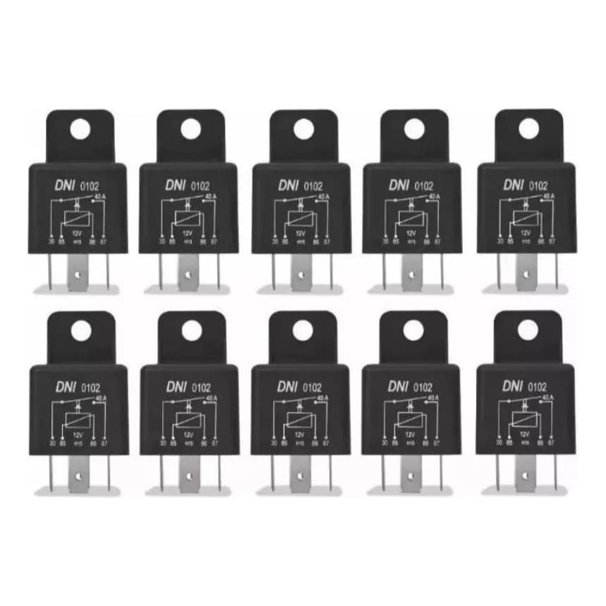 Relê Auxiliar Universal 12v 40a 4 Pinos - Kit 10 Unidades DNI 0102
