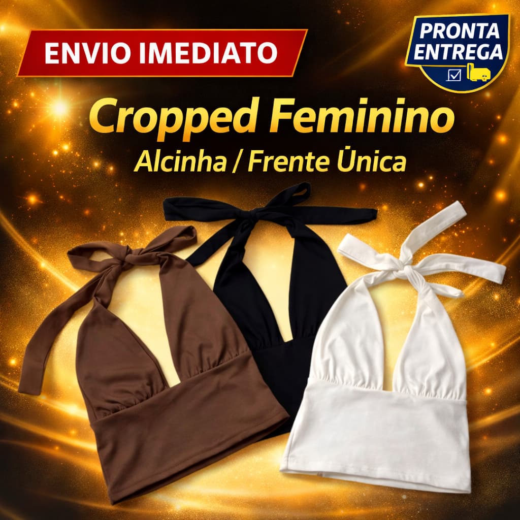 Cropped feminino Top Alcinha Frente Única Amarração Decote V - Casual e Balada / Envio imediato