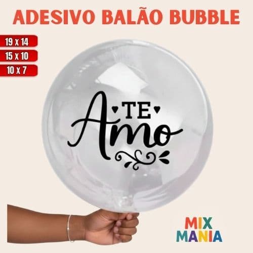 Adesivo para Bubble "TE AMO"/Vinil Bubble/Adesivo para bexiga e balão/Kit de adesivos/Corações