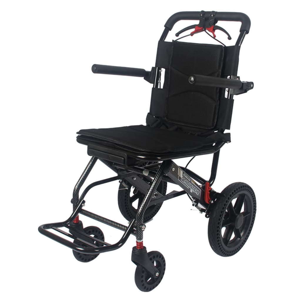 Cadeira De Transporte Transferência Dobrável Compacta Preto